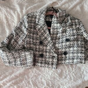 Women's Black and White Tweed cropped Jacket